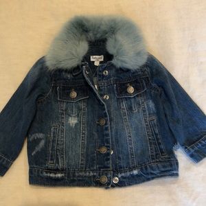 Splendid Baby Denim Jacket with Fur Collar